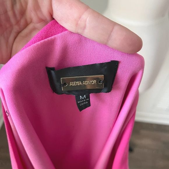 Alexia Admor Hot Pink Drape Shoulder Cocktail Sheath Dress Size M - Picture 7 of 9